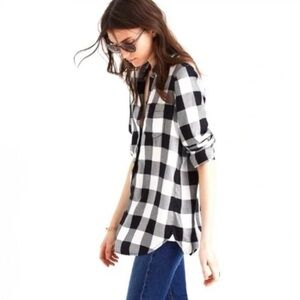 Madewell buffalo check long sleeve button up slim boyfriend shirt, XS